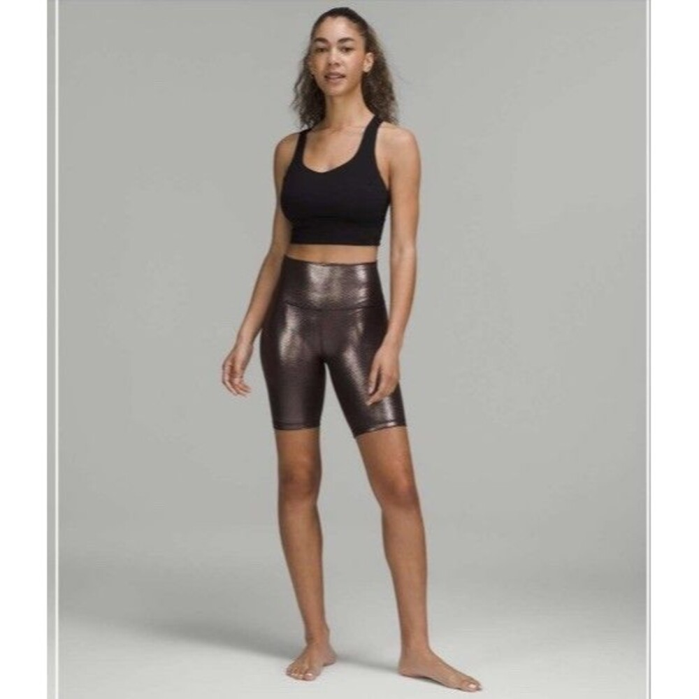 Lululemon Align HighRise Short 8" Shine Radiate Foil Print French Press Brn Sz10 - Picture 2 of 7